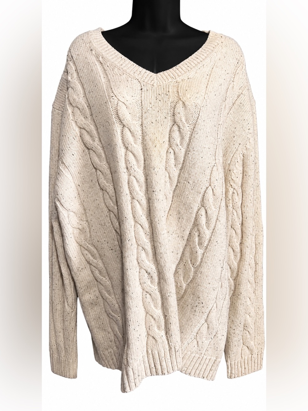 Lucky Brand Cream Cable Knit V-Neck Sweater